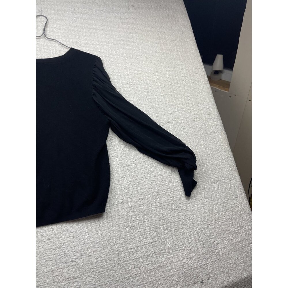 Halston Sheer Balloon Sleeve Ruffled Blouse Sz XL Dark Romance Victorian Goth - Picture 11 of 11